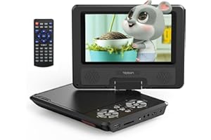 Yoton Lecteur DVD Portable Voiture 9,5" avec Écran Pivotant HD 7,5", Batterie Rechargeable 4-6h, Compatible USB/SD/Synchro TV, Haut-parleurs Stéréo + Chargeur Inclus - Idéal pour Enfants et Voyages