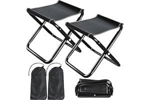 ClcIosis 2 Stück Sitzhocker Klappbar Klapphocker Faltbar Camping Hocker Faltbar, Für Reisen Wandern Garten Angeln Grillen Strand Mit Aufbewahrungsbeutel(Schwarz)
