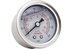 DL-RACING Pressure Gauge 11 Bar Petrol Pressure Regulator Universal Display Stainless Steel Motorsport 1/8 NPT
