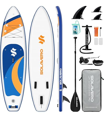 Wowsea Planche de paddle/surf gonflable avec pompe, sac à dos, kit de réparation, rame, sangle Wowsea Planche de paddle/surf gonflable avec pompe, sac à dos, kit de réparation, rame, sangle