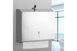 NICEME Dispenser Carta Asciugamani da Parete, Dispenser Asciugamani di Carta in Acciaio Inossidabile, Design di Bloccaggio, Ha un effetto specchio, Può Contenere 250 a 400 Asciugamani di Carta