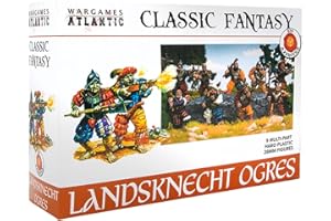 Wargames Atlantic: Landsknecht Ogres & The Vain - 9 statuine in plastica dura multiparte, 28 mm, prodotte negli Stati Uniti, età 168+