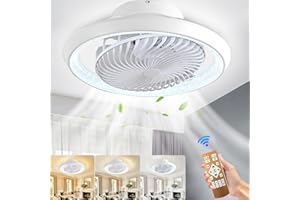 MQW Ventilatore Da Soffitto Illuminazione A Led, Plafoniera A Ventola Invisibile Ruotabile A 360°, Dimmerabile 48w Con Lampada a Ventola Con Telecomando, Plafoniera Per Soggiorno, Sala Da Pranzo