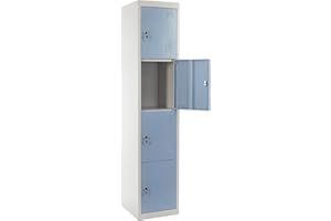 ‎MENDLER Mendler Schließfach Boston T163, Schließfachschrank Wertfachschrank Spind, Metall 180x38x45cm - blau