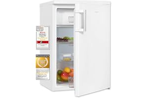 Exquisit Kühlschrank KS516-4-H-010D weiss | 120 L Volumen | Kühlschrank mit Gefrierfach freistehend | 4* Gefrieren | LED-Lich
