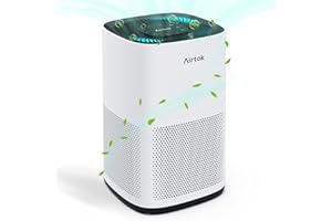 AIRTOK Purificador de Aire, Purificador de Aire con Filtro Hepa 13 Área de cobertura máxima de 75 m2 (793 pies cuadrados) | Eliminación de olores del 99,97% | Luz nocturna sin ozono, AP1001