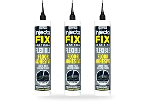 Inject-A-Fix Precision Lim för Lösa och Ihåliga Kakelplattor, 3-pack | Flexibelt självutjämnande lim för lösa & ihåliga golv, precisionsspets för 2 mm hål i foglinjen