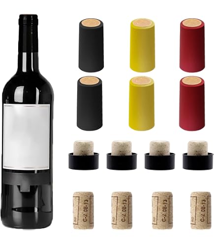 60 Pz Sigillante Per Vino Per Bottiglie Di Vino, 30 Pz Bottiglia Di Vino Tappi Di Sughero E 30 Pz Pvc Termoretraibile Capsu