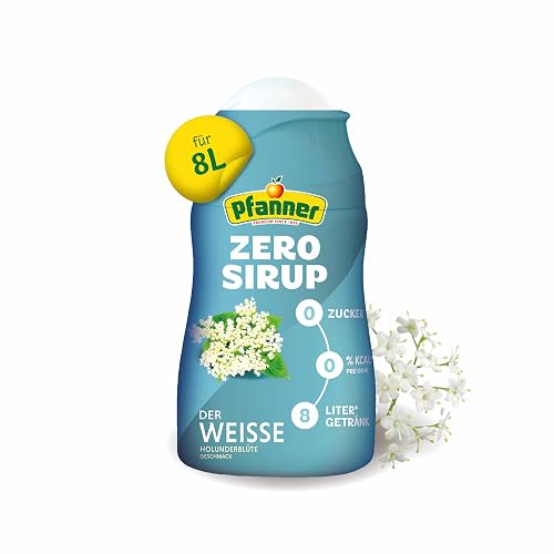 Pfanner Zero Syrup The White (1 x 57 ml) - Sugar Free Drink Syrup for 8 L Iced Tea - Calorie Free & Sugar Free - Pfanner Iced Tea Lemon Elderflower Flavour