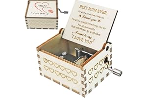 sakruda Wooden Music Box for Mum, from Son or Daughter to Mum,Hand-Crank You Are My Sunshine Melody Wood Musical Box,Laser Engraved,Mechanism Antique Gift for Mom on Christmas,Birthday
