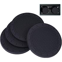 Justtop - Sottobicchiere per auto, in PVC, confezione da 4 pezzi, universale, antiscivolo, per interni auto, colore: nero