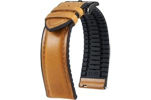 BINLUN Correas de Reloj de Cuero 14mm 16mm 18mm 19mm 20mm 21mm 22mm Correa de Reloj Piel de Liberación Rápida Cera de Aceite Cuero y Silicona Híbrido Correa de Repuesto para Hombres Mujeres 6 Colores