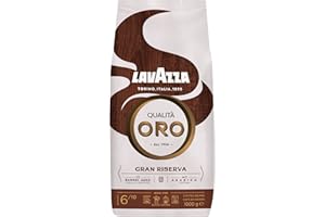Lavazza Qualità Oro Gran Riserva, 100% ziarna kawy arabica, 5% leżakowane w beczkach whisky, lekkie prażenie, idealne do espresso, 1 kg