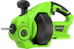 Greenworks G24DA Desatascador eléctrico Inalámbrico 550 rpm, Diámetro de la Tubería 2.5-5cm, Desatascador de Acero Inoxidable de 7.5m SIN Batería de 24V y Cargador, Garantía de 3 Años