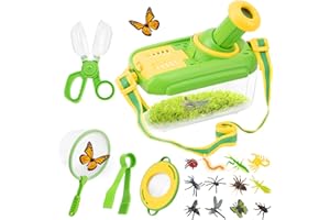 Funsland Kit Exploration Enfant Jouets - 5 Pièces Ensemble de Attrape Insecte pour Enfants avec 12 Faux Insectes, Jouet Exterieur Enfant, Jouet éducatif de Noël Cadeau pour Garçon et Fille 3 4 5 6 Ans
