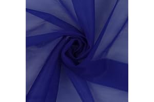 MONDO TESSUTI Tulle Mano Seta Velo Sposa Abbigliamento Alta Qualità - Taglio 100cm per 280cm (Blu Royal)