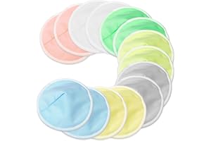 UQQU Premium Bamboo Viscose Nursing Breast Pads Set - 14PC Reusable Nursing Pads for Postpartum Recovery, Leak-Proof Nipple Pads for Breastfeeding, Must-Have Breastfeeding Essentials - Cone(12CM)
