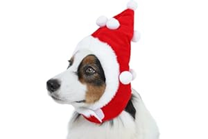 Kuoser Christmas Dog Santa Hat with Adjustable Strap - Festive Pet Costume for Small to Large Dogs Cute Xmas Outfit for Holiday Parties, Red S