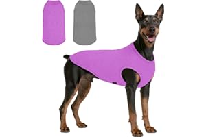 KICKRED Pack of 2 Dog Shirts, Quick Drying Lightweight Dog T-Shirts, Sleeveless Vest, Breathable Pet Clothing, Tank Top for Large, Medium, Small Dogs, Boys and Girls (Purple + Grey, XL)