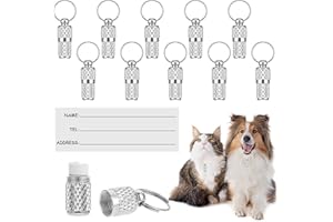DSLSQD 10 Pack Dog Tags Pet Id Tags Dog Name Tags Personalised Cat Tag Brass Pet Tube Tag Cat Name Tags Barrel Anti-Lost Id Tags for Dogs Cats Collar with Address Name Label