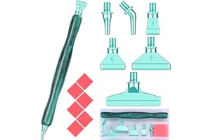 Snewvie Diamond Painting Stift Metall Aufsätze,Diamond Painting Zubehör Set mit 1 Style 5D Drill Pen und 6 Styles Grün Metall Ersatzköpfe,Diamond Painting Stift mit Gewinde