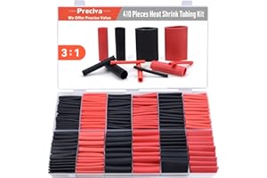 Heat Shrink Tubing Kit, Preciva 410pcs Cable Insulated Sleeving Tubes, Shrink Ratio 3:1, Electric Insulation Heat Shrink Wrap Cable Sleeve, Waterproof Heat Shrink Sleeves, 7 Sizes, 2Colors