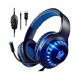 Cuffie Gaming per PS4 Cuffie PS4 giochi con Microfono per Xbox one,PS5,PS4,Switch,PC,Mac Lampada LED Stereo Bass 3.5mm Surrou