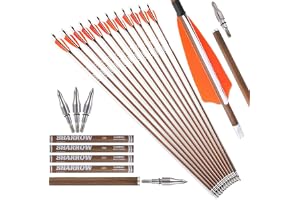 surwolf 32" Archery Pure Carbon Arrows，Targeting Arrows，Spine 340.400.500.600 Jaktpilar för Compound & Recurve båge 6&12st