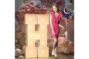 MIXIFOX 4FT Light Up Letters Birthday Decoration: Large Cardboard Letters H for Party, Marquee Letters for Graduation Decorations Baby Shower Wedding Decor, Mosaic Balloon Arch Stand Pre-cut DIY Number