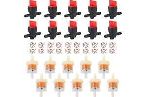Dokili Motorrad Gas Kraftstofffilter kit, 10 x Universal Benzinhahn 6mm, 10x Benzinfilter, 20x Klemmen, Rasenmäher-Zubehör Für 1/4" Kraftstoffleitung,für 698183 494768