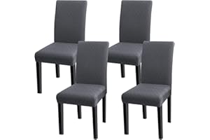 ‎FULOON Fuloon Stuhlhussen 4er 6er Set, Stuhlüberzug Universal Stretch Abnehmbare Stuhlbezug, Bezüge für Esszimmerstühle Schwingstuhl Moderne Hochzeit Bouquet, Hotel, Restaurant Dekor,Grau