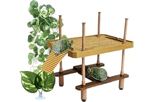 ATB-GIFT Turtle Sunbathing Platform, Plateforme Tortue Aquatique, Turtle Bank Plateforme de Dock Flottante avec Ventouse, aneth Vert, Coquille Verte(Size:L)