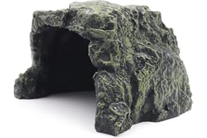 MUYIRTED Reptile Rock Hide Cave Resin Aquarium Decoration Large Terrarium Hideouts For Gecko Bearded Dragon Tortoise Snake Hide, Reptile Habitat Decor Accessories