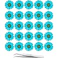 YouthBro 60Pcs Blue Dried Daisy Pressed Flowers - 60Pcs Real Nature Flowers Set for Resin DIY Jewelry Candle Soap Vase Making Nail Card Scrapbook Art Craft Floral Decors