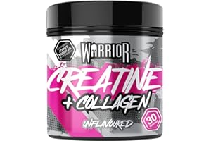Warrior Creatine Monohydrate Powder + Hydrolysed Collagen Peptides 270g (30 Servings) – Micronised Creatine and Collagen Supplement for Muscle, Hair, Skin, Nails & Joints for Women – Unflavoured