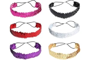FRCOLOR Lurrose - 6 fasce per capelli con paillettes, per donne e bambine (colori casuali)