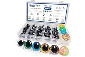 RuWfpz Yeux de Securite Amigurumi Paillettes 18-30 mm - 4 Couleurs Yeux de Sécurité Crochet Poupée en Plastique, Oeil Yeux pour Peluche Amigurumi, 80pcs Bouton Yeux a Coudre Animaux