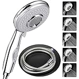Shower Head with Hose (2m) Universal, ACGAM Shower Heads with on/Off Switch 5 Mode Functions, High Pressure Self Cleaning Nev