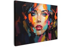 MuchoWow© Impression sur Toile Decoration Murale Peinture 70x50 cm Tableaux Decoratifs Muraux Déco Chambre Tableau Salon Femme - Art - Abstrait - Portrait