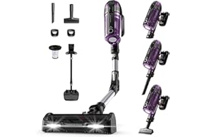Rowenta X-Force Flex 12.60 Allergie Aspirateur Balai sans Fil, Filtration Anti-Allergènes, Puissant 150AW, Autonomie 45min, Station d'accueil RH98A0WO, Violet et Aluminium