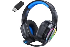 Fachixy FC200 Foldable Wireless Gaming Headset - 2.4GHz USB & Bluetooth Headphones with Mic, 50Hrs Battery, for PS5/PS4/Switch/PC/Mac - Blue