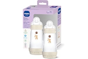 MAM Easy Start Anti-Colic Babyflasche | 0+ Monate | Milchflasche für Neugeborene | 94% Akzeptanz | Weniger Koliken | stillfreundliche Baby Trinkflasche | Sauger Gr. 1 | 260ml | Hase | 2 Stück
