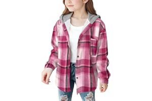 Vinterjacka flicka rutig, huvjacka fleece fodrad övergångsjacka med Button Down utomhusjacka långärmad fritidsjacka lätt långärmad jacka andas bekväm sweatjacka