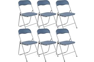 THE SECRET HOME – Pack de 6 Sillas Plegables de PVC y Metal – Alto. 80 cm x Ancho. 45 cm – Asiento Auxiliar para el Hogar - Silla con Patas Antideslizantes - Color Gris