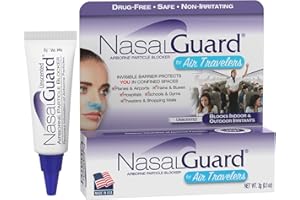 NasalGuard Airborne Particle Blocker Nasal Gel for Air Travelers - Drug-Free, Non-irritating, Non-drowsy, Ideal for Airplane Travel (Unscented) - Over 150 Applications Per Tube (0.1 oz, Pack of 1)