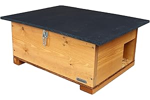 Green Feathers Eco-Friendly Wooden Hedgehog House and Hibernation Shelter - Slopped Roof And Full Wood Floor - Waterproof, Rot-Proof And Predator Proof - Outdoor Garden Wildlife Habitat