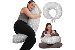 DancesCat Refrigeración Almohada corporales Embarazada Dormir,XXL Cojin Lactancia Bebe con Funda 100% de Algodón,Cojin Embarazada,Ajustable Cojin de Lactancia,Almohada de Embarazo