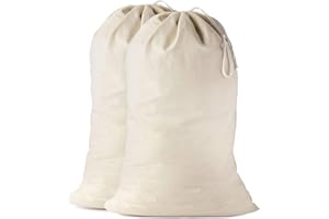 HERTE Wäschebeutel in Natürlicher Farbe Sehr langlebig, Wäschesack mit Kordelzug, Maschinenwaschbar und Wiederverwendbar, Wäschebeutel Reise (2 Pack | 50 X 75 cm)