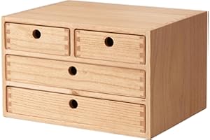KIRIGEN Holz Schreibtisch-Organizer mit Schubladen Heimarbeitsplatz Bürobedarf Holz Aufbewahrungsbox Regalkasten Regalkasten Halter Schminkkasten mit 4 Schubladen Natur