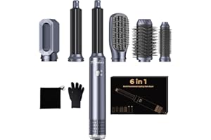 Atopskins Pro Air Styler 6 en 1 Airbrush Hair Styler Avec Seche Cheveux Brosse Soufflante, Brosse Seche Cheveux, Thermal Brush, air Boucleur, pour Sécher, Boucler, Lisser